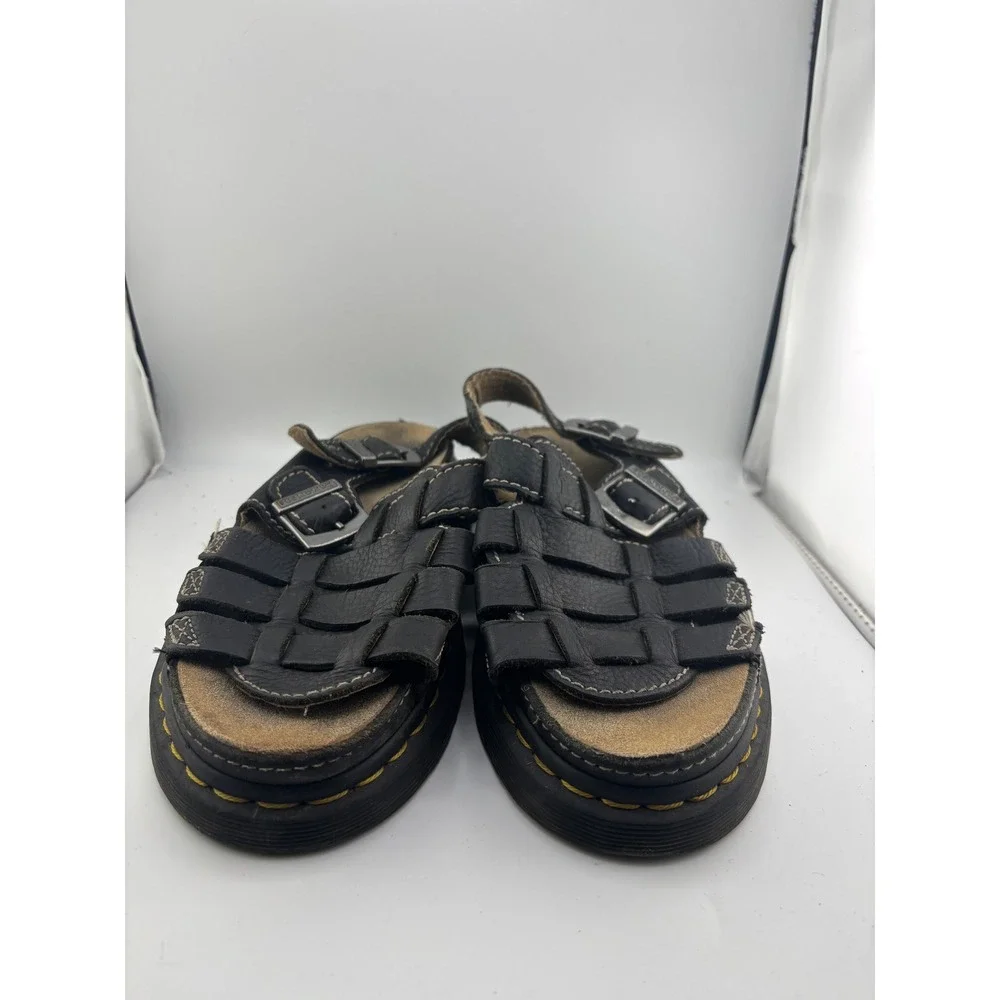 Dr. Martens Mens Black Leather Fisherman Sandals Buckle Strappy AirWair Size 7